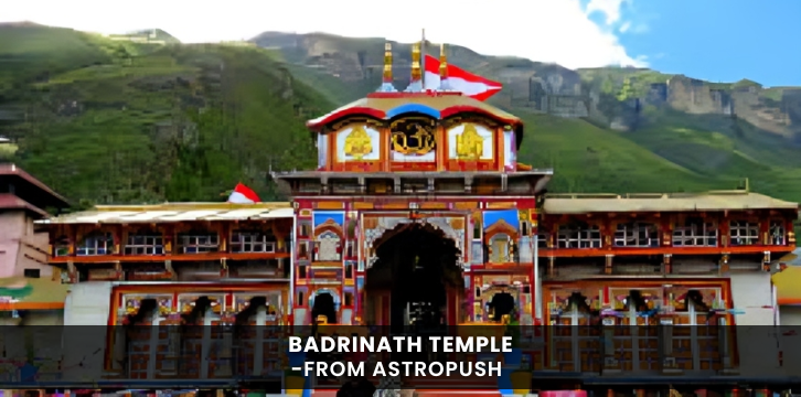 Badrinath Temple nestled in the Himalayas, a sacred pilgrimage site dedicated to Lord Vishnu with divine scenic beauty
