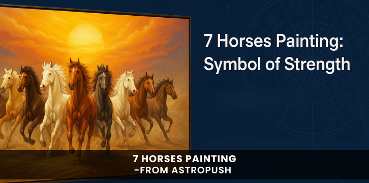 7 horses painting symbolizing strength, prosperity, success, and positive energy as per Vastu and Feng Shui principles