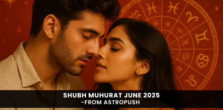 Romantic couple under cosmic sky symbolizing love and astrology for Shubh Muhurat June 2025 auspicious dates guide