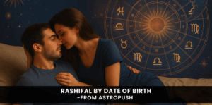 Couple embracing under zodiac signs with cosmic background – Rashifal by Date of Birth by AstroPush astrology blog