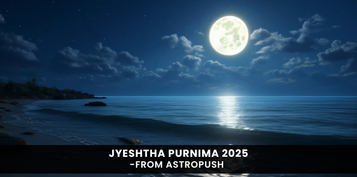 Devotees performing rituals and prayers on Jyeshtha Purnima 2025, a sacred full moon day of spiritual significance in Hindu tradition.