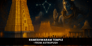 Devotees seek blessings at Rameshwaram Temple under Lord Shiva’s divine presence in this spiritual and sacred pilgrimage site.