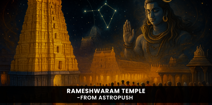 Devotees seek blessings at Rameshwaram Temple under Lord Shiva’s divine presence in this spiritual and sacred pilgrimage site.