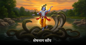 शेषनाग साँप का चित्र, हिंदू मान्यताओं में अनंत शेष का मिथक, अर्थ और आध्यात्मिक महत्व दर्शाता हुआ